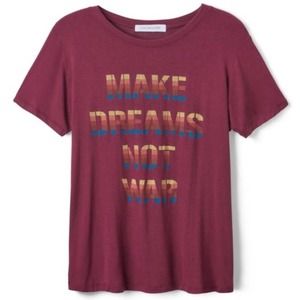 Free People This Daydreamer Burgendy Red Yellow Blue Make Dreams Not War Top